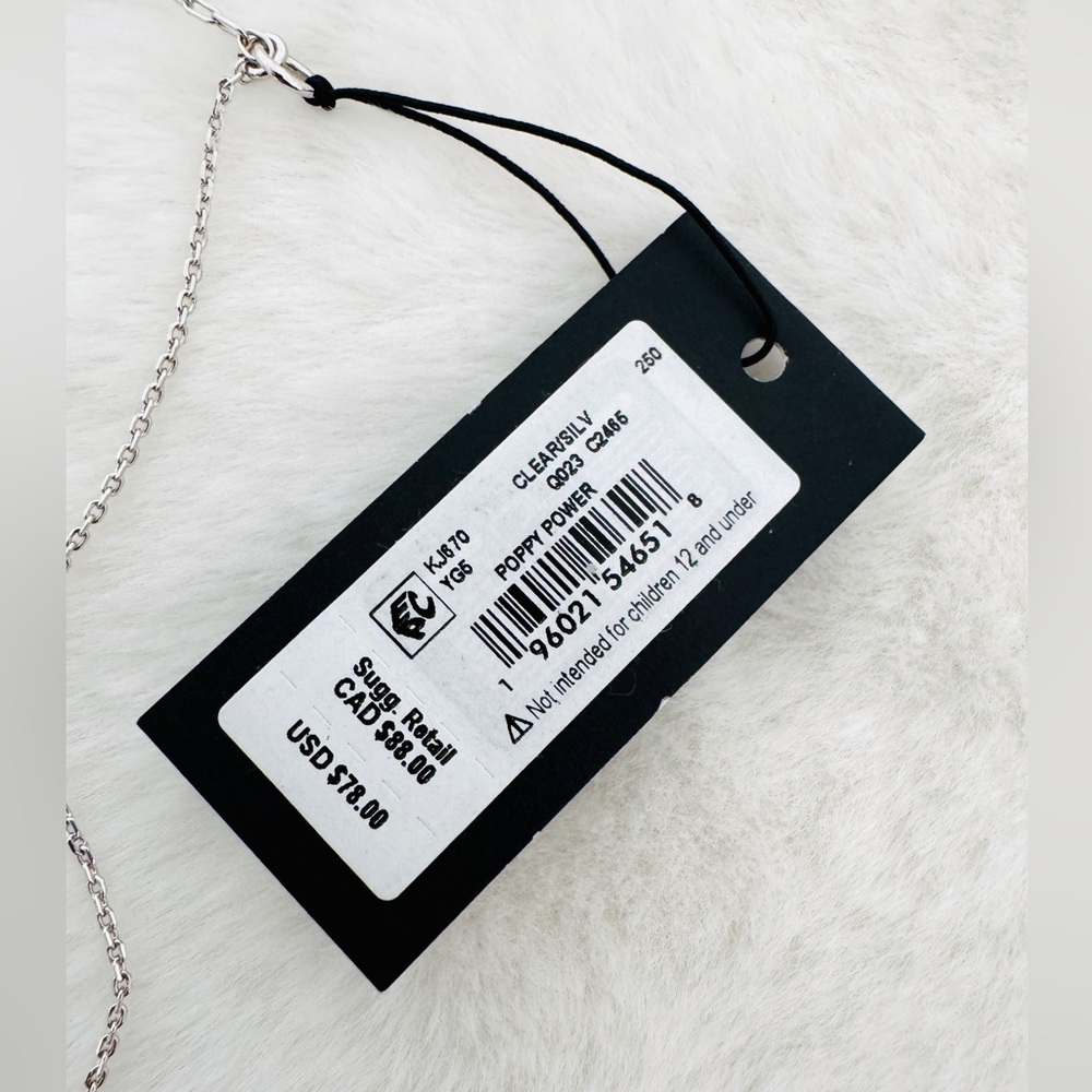Kate Spade Silver Cubic Zirconia Poppy Pendant Necklace - NWT - Picture 9 of 10